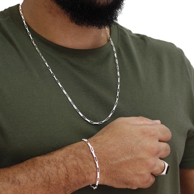 Detalhes do Conjunto de prata 925 cartier Tijolinho 70cm + Pulseira