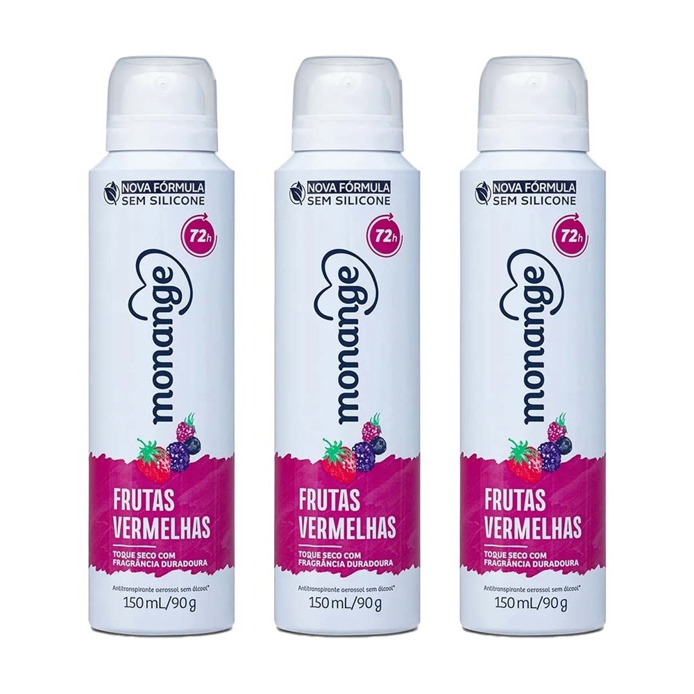 Kit 3 Und Desodorante Aero Monange Frutas Vermelhas 90g em Oferta na Shopee