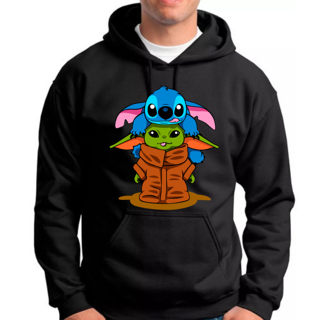 Moletom Canguru Mestre Yoda Fofo Cute Filmes Series Star Wars Lilo Stich