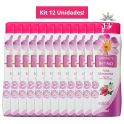 Kit Com 12 Sabonetes Femininos Íntimos Rosa Mosqueta 200mL Apinil
