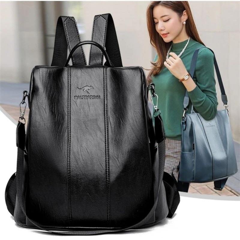 Mochila Anti-roubo de couro macio vintage bolsa de ombro de alta capacidade  Canguru Moda Shop