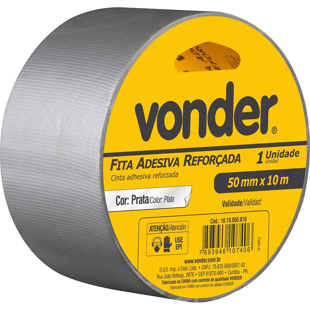 Fita Adesiva Reforçada 50mm X 10m Prata - Vonder