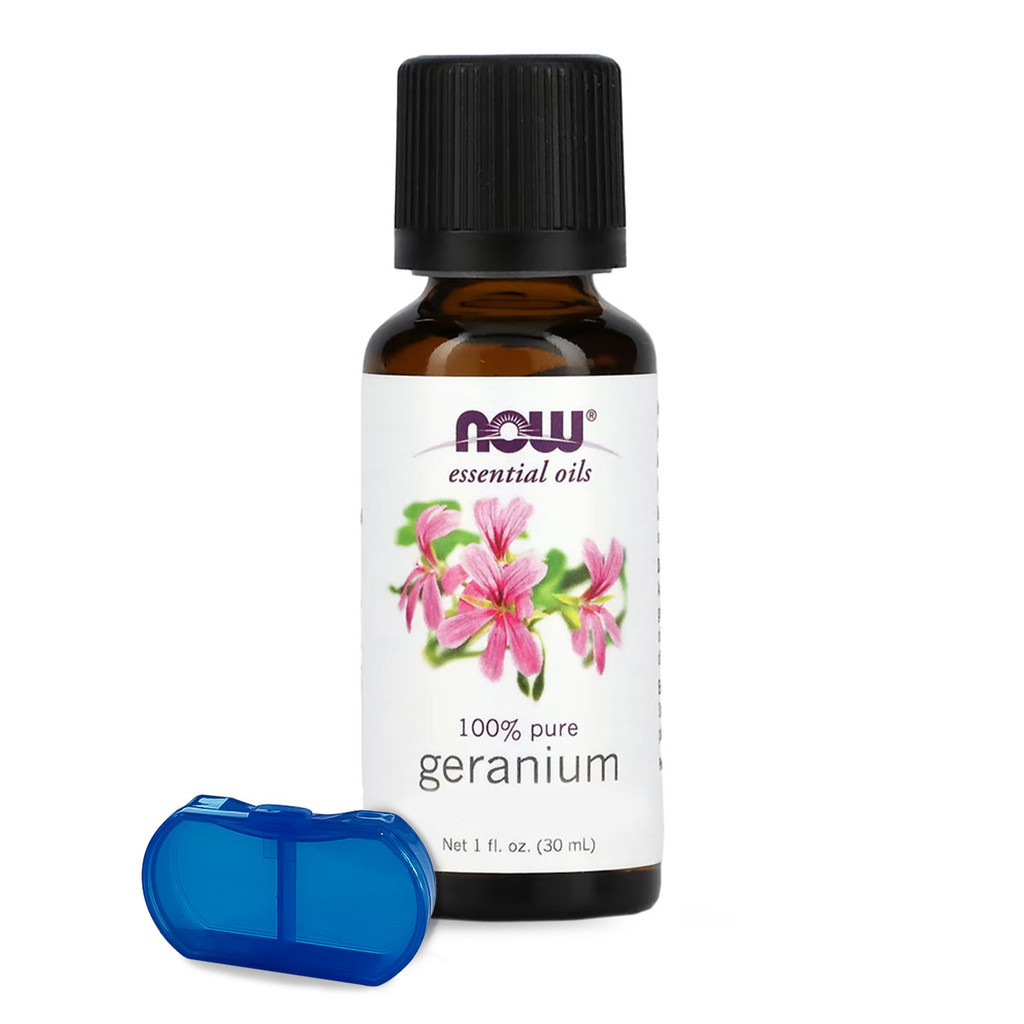 Óleo de Gerânio Puro Now Foods 30 ml + Porta Cápsulas em Oferta na Shopee