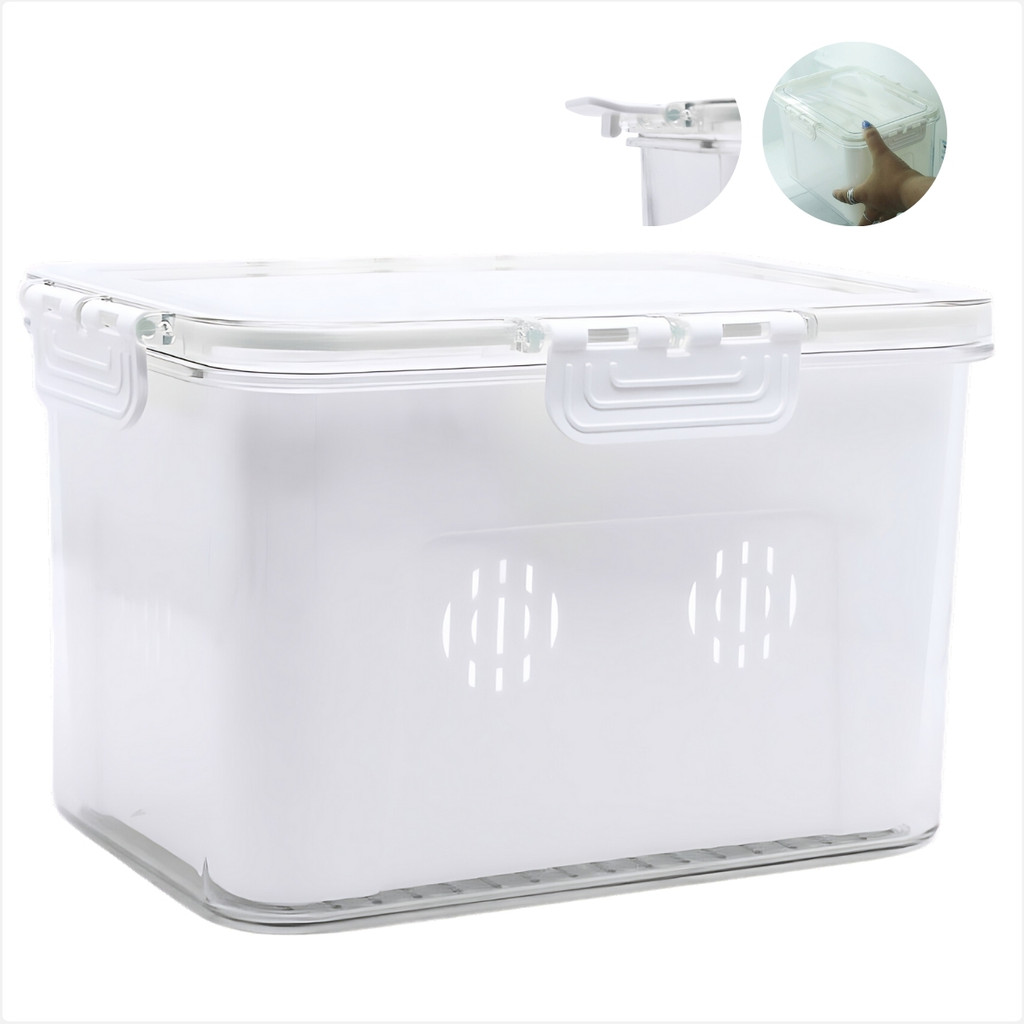 Kit Pote Organizador de Geladeira Com Escorredor Cesto Tampa Multiuso Alimentos