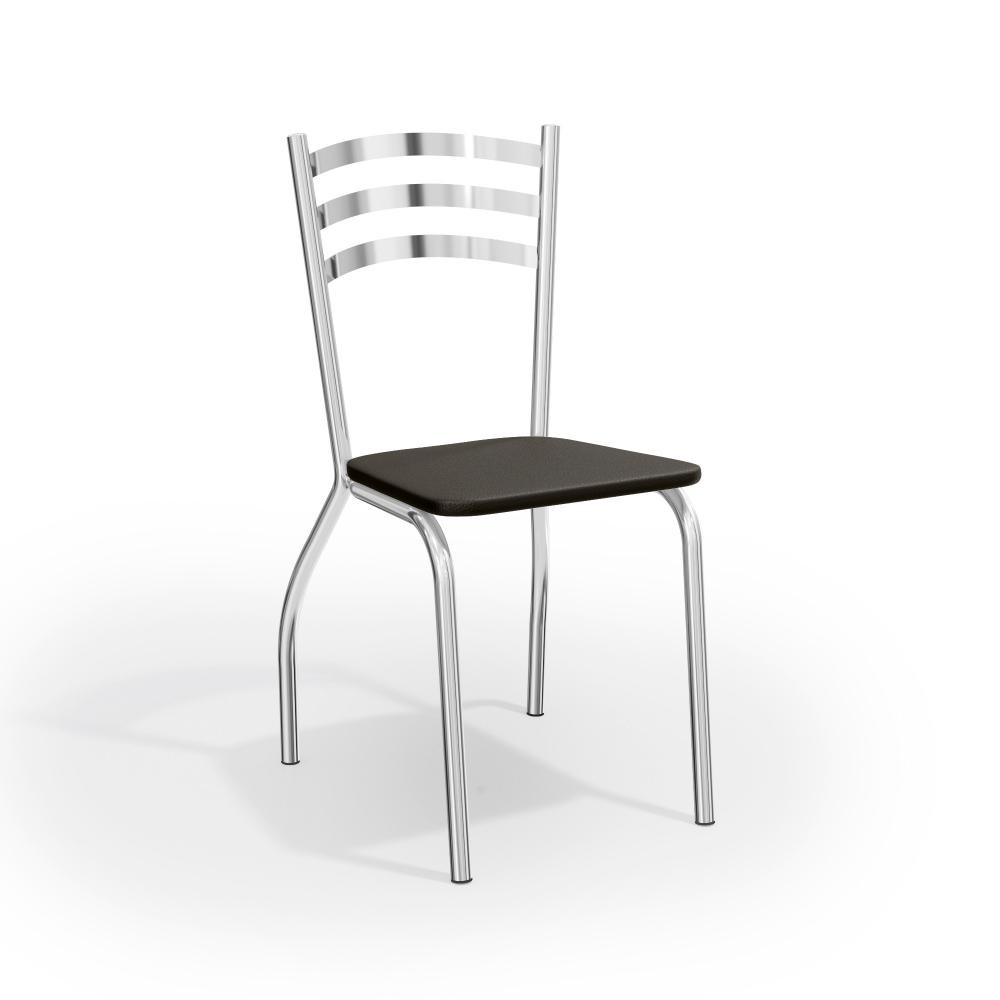 Cadeira Portugal Kappesberg Sala de Jantar Cozinha Escritório Metal Cromado Forro Preto 2 Un em Oferta na Shopee