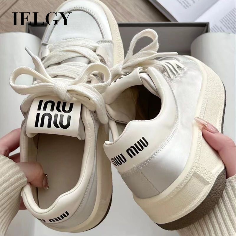 IELGY Prata Rosa Moda Feminina 2025 Novos Sapatos De Cricket Sola Grossa Casual E Versátil