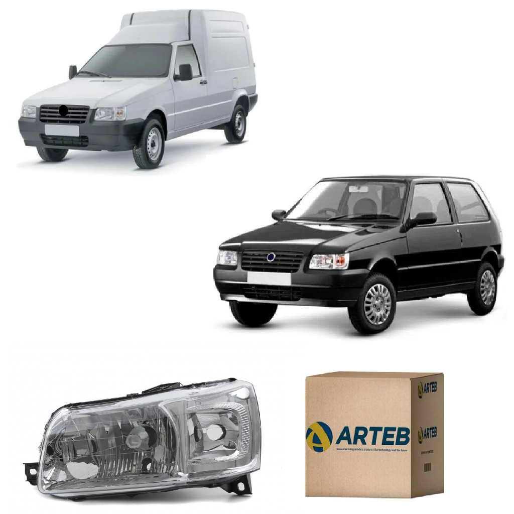 Farol Principal Fiorino Uno Mille 2005 Ate 2012 Lado Esquerdo Mascara Metalizada Motorista Original Arteb em Oferta na Shopee