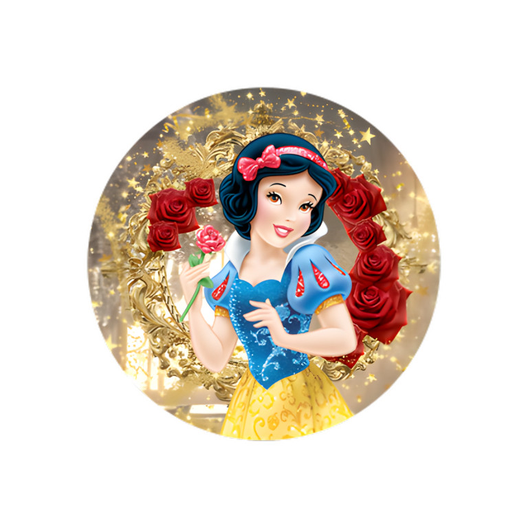 NOVO Painel Festa Infantil Redondo Branca de Neve, Fundo Rosas Vermelhas com Detalhes Dourados, Desfocado  + Arco, Suporte incluso. Fazemos personalizado com qualquer tema. Confeccionado em Lona fosca, impressão de alta resolução. cenário , p/ Decoração