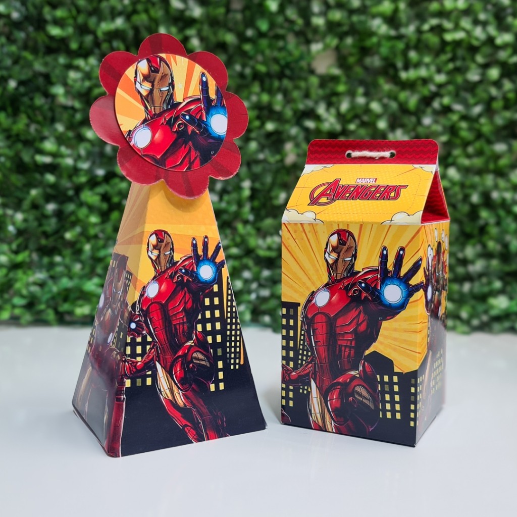 Kit Com 10 Caixinhas Homem de Ferro Super Heróis Os Vingadores