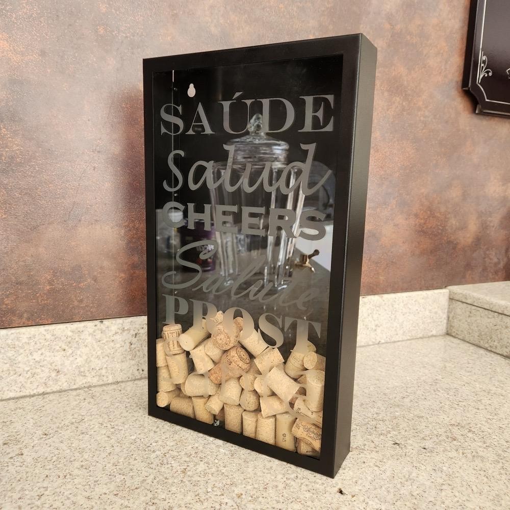 Quadro Geguton Porta Rolhas De Vinho De Parede Saúde em  Aço e Vidro