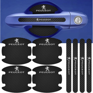 Kit Peugeot 8 Peças Adesivo Protetor Maçaneta de Porta Fibra de Carbono Carro Anti Arranhões em Oferta na Shopee