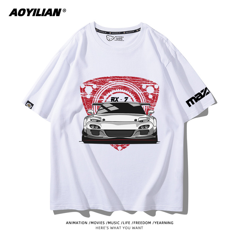 Venda Quente RX7 Mazda rotor Motor JDM Modificação Cultura Conjunta Solta Em Torno Do Pescoço Impressão 100 % Algodão Ca