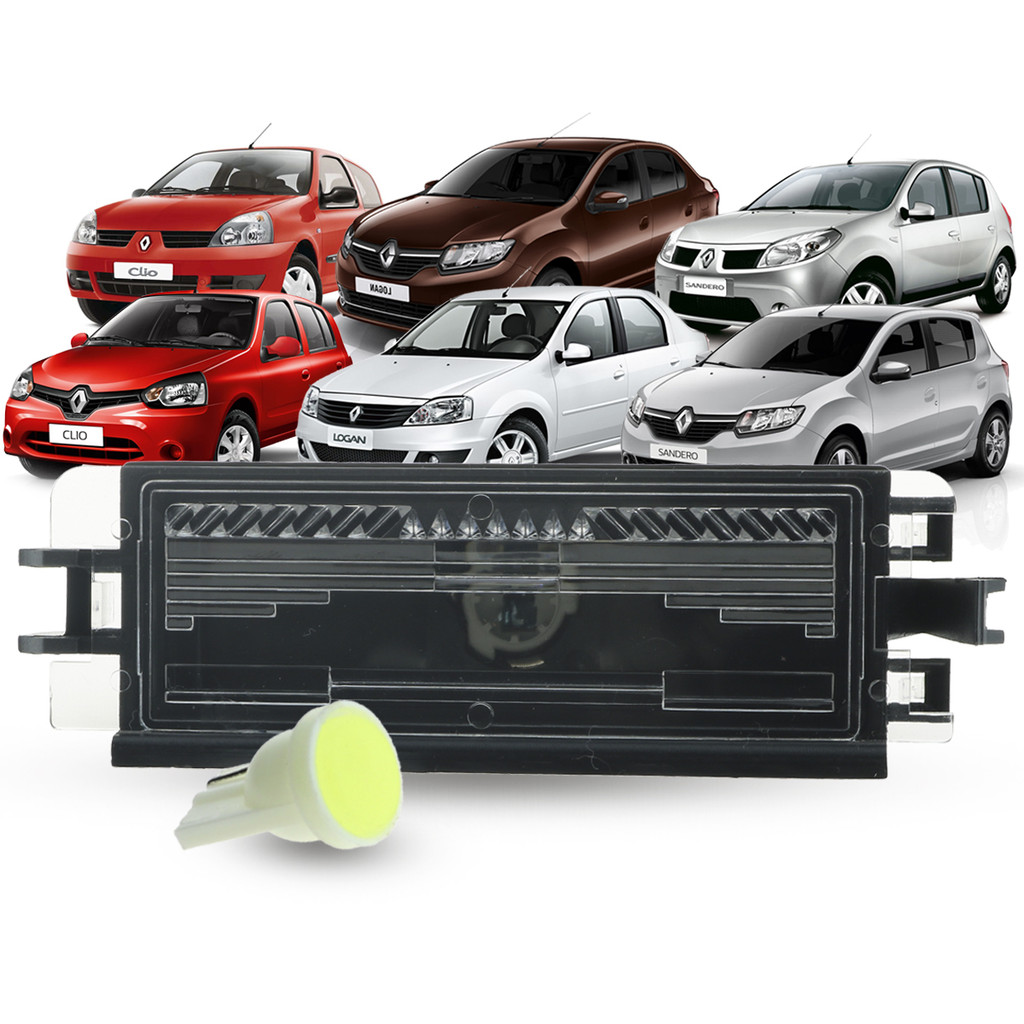 Lanterna Luz De Placa + Soquete e LED Renault Clio 200 a 2016 Logan Sandero 2011 2012 2013 2014 2015 2016 2017