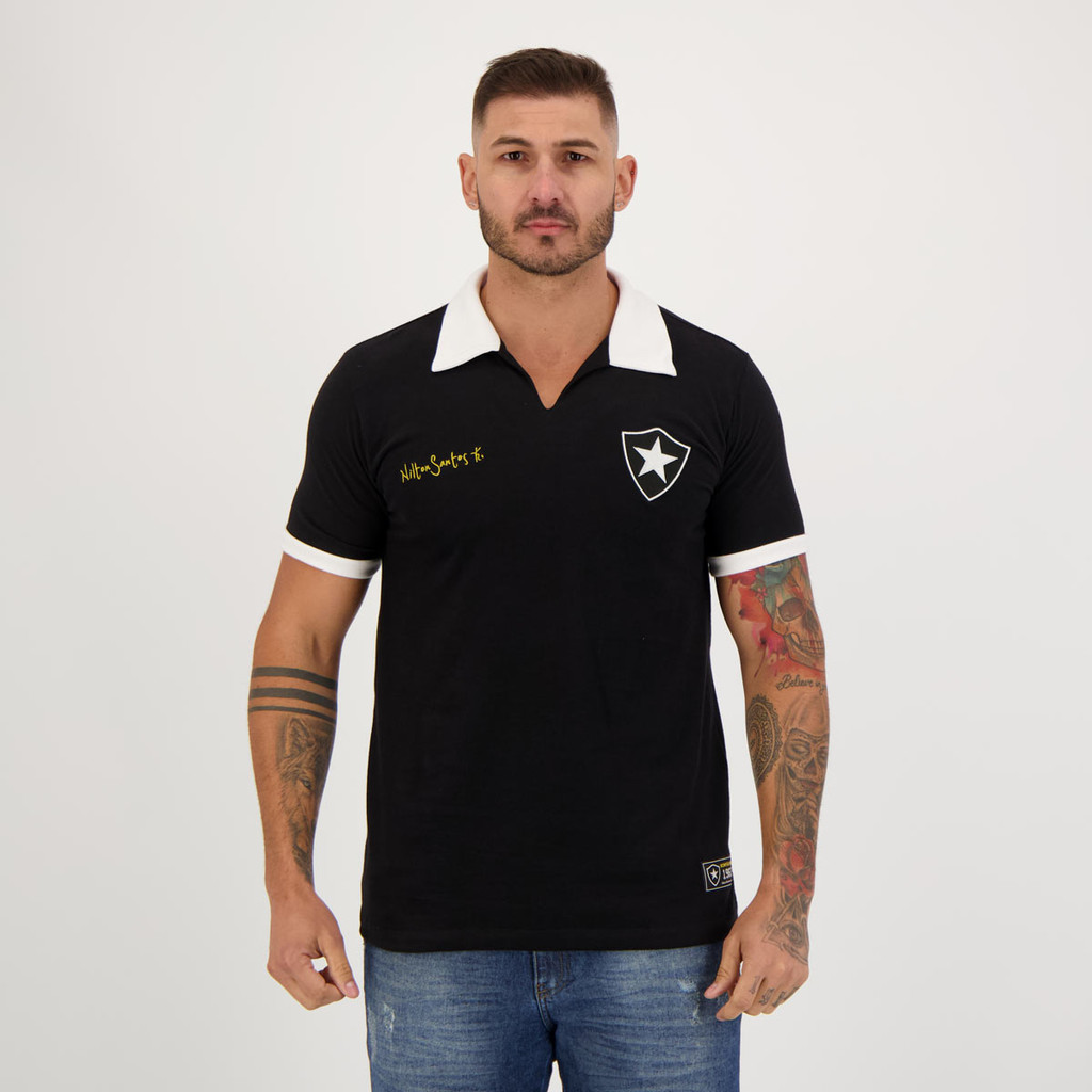 Camisa Botafogo Retrô Nilton Santos Preta em Oferta na Shopee