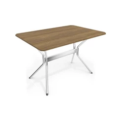 Mesa de Sala Jantar Loire c/ Tampo 1,60cm Cromada/Nogueira - Kappesberg