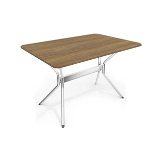 Mesa de Sala Jantar Loire c/ Tampo 1,60cm Cromada/Nogueira - Kappesberg em Oferta na Shopee