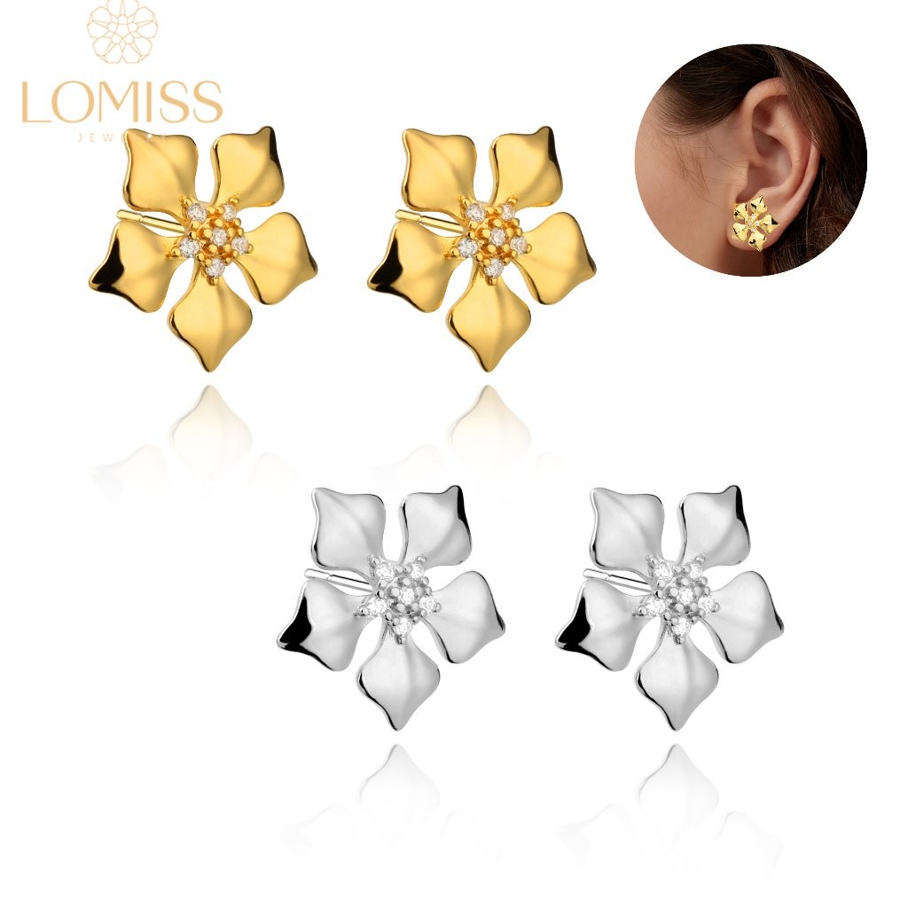 Brinco  Delicado Elegante Antialérgico Flor Folheado Ouro 18k a Platina Zircônia Cravejada Luxo em Oferta na Shopee