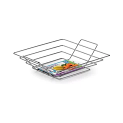 Fruteira Cesto Centro De Mesa Para Cozinha Em Aço Quadrada Aramada Arthi