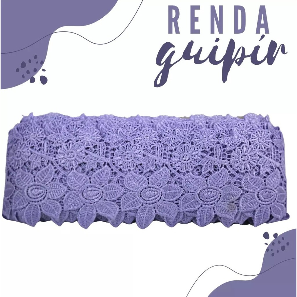 Renda Guipir CHL-452 Entremeio - 10.0 Cm -  Rolo C/13.7 Metros Cor:Lilas