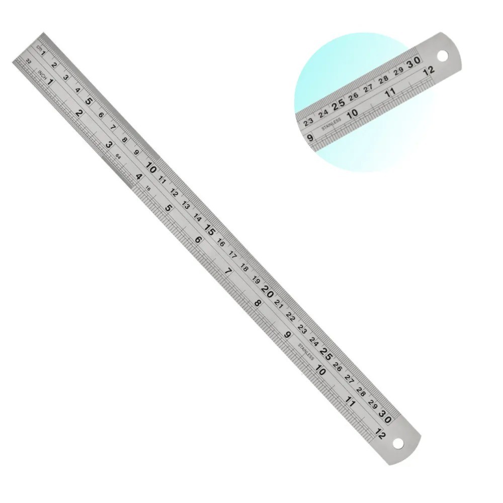 Régua Aço Inox 30 Cm 12 Pol. Patchwork Artesanato Scrapbook Ref: RA-30