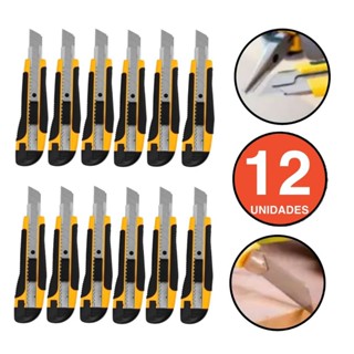KIT COM 12 ESTILETES PROFISSIONAL ALTA QUALIDADE EMBORRACHADO 18MM C/LAMINA em Oferta na Shopee