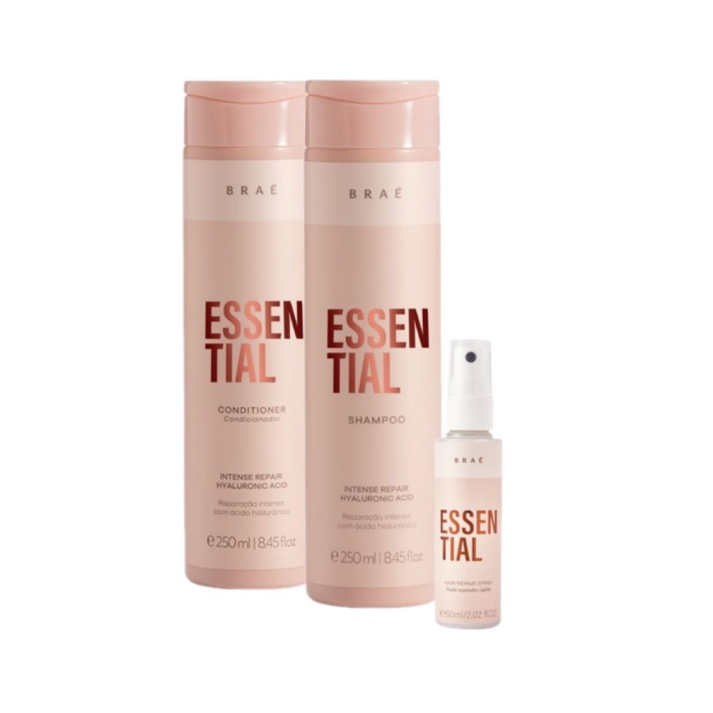 Kit Braé Essential Shampoo Condicionador e Leave-in (3 produtos) em Oferta na Shopee