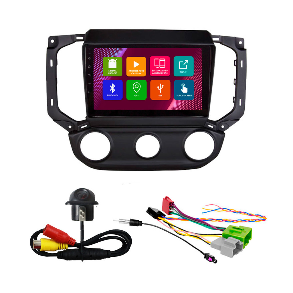 Kit Multimídia 9 Pol S-10 Ar Analógico 2016 2017 18 19 20 21 22 23 2024 Android 2Gb Ram 32Gb Flash Quad-Core 2 Din Preto