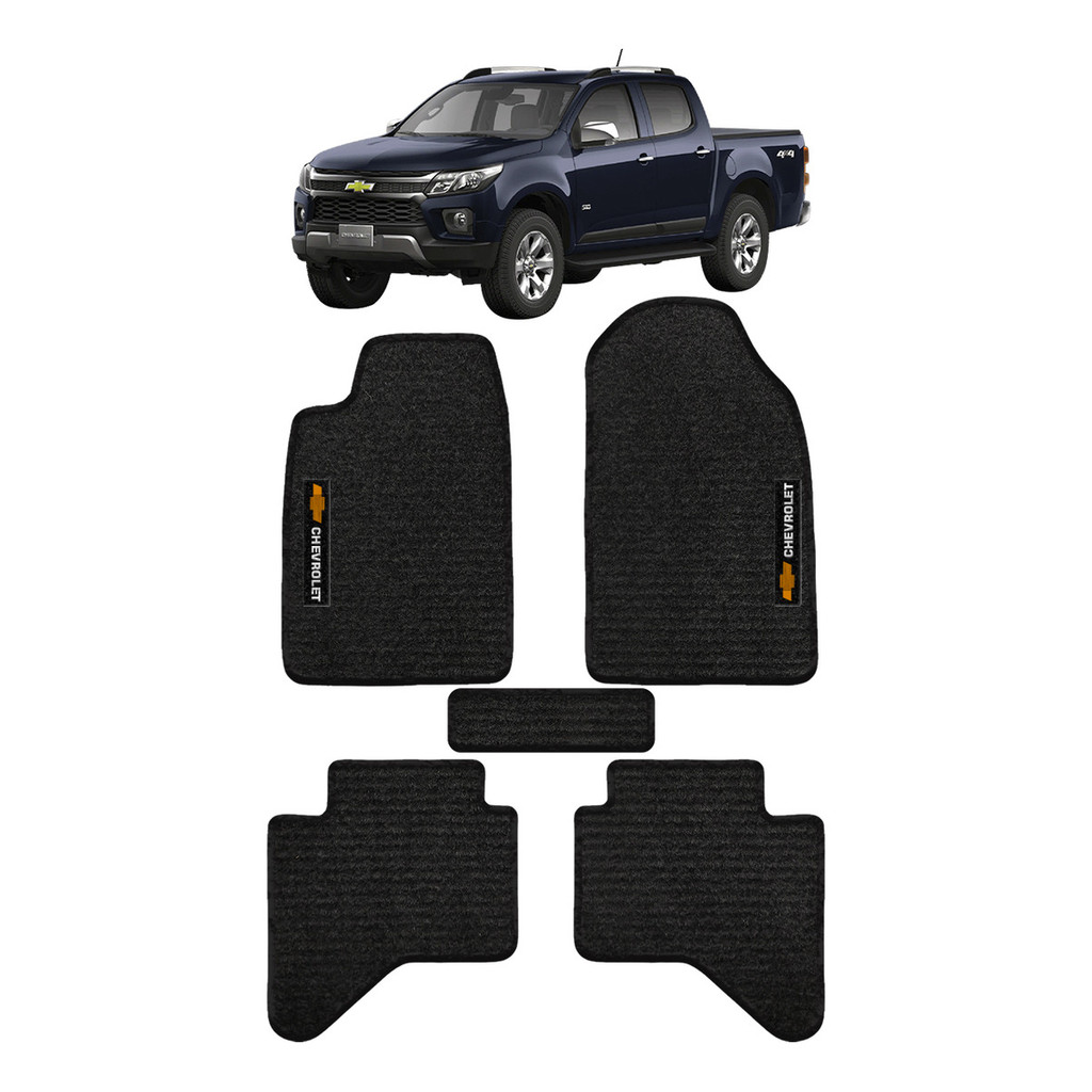 Kit de tapetes 5 peças específico S10 Cab. Dupla 1998 99 00 ... 08 09 2010 Carpete Preto