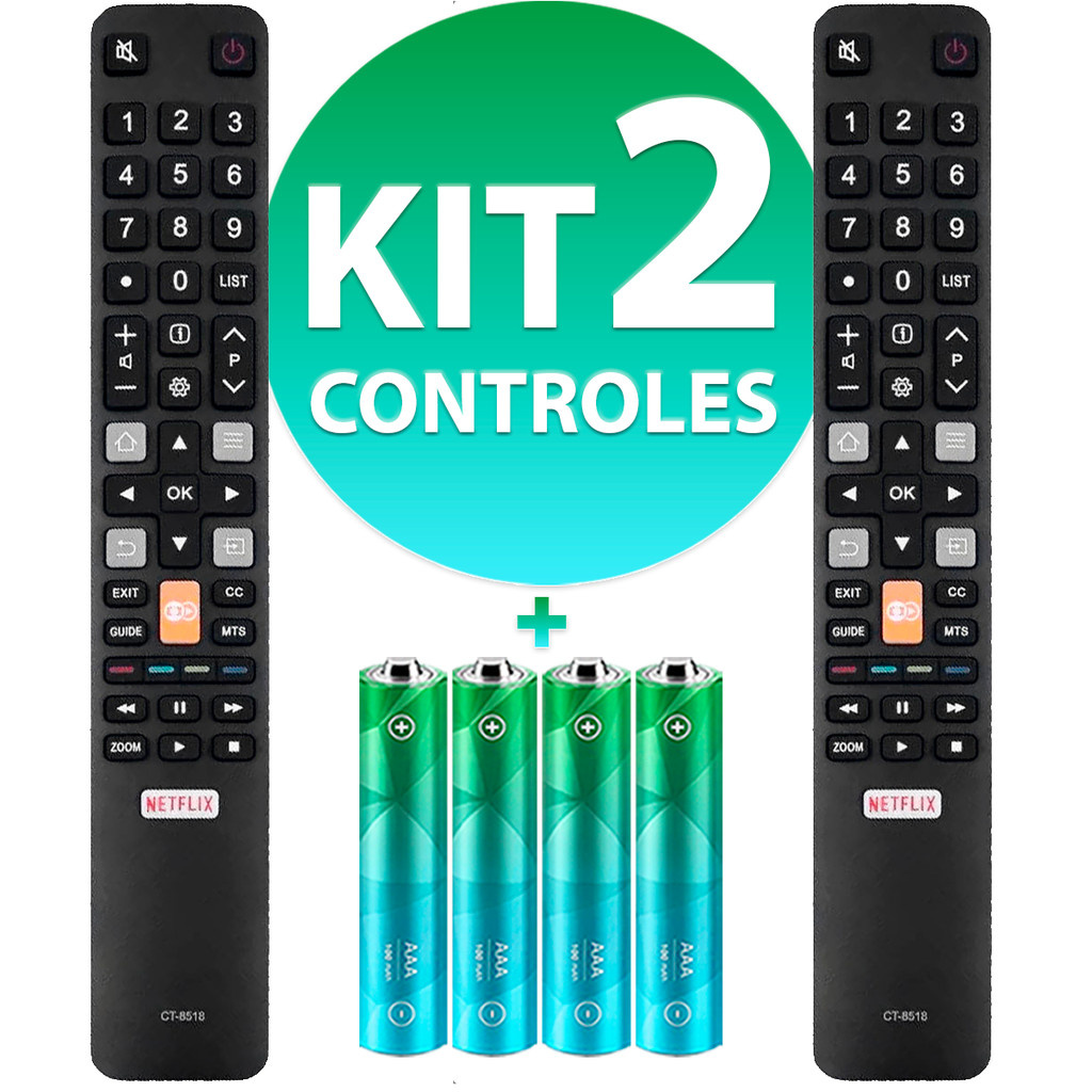 Kit Controle Remoto Compatível Tv Semp Toshiba Ct-8518 32L2800 U7800