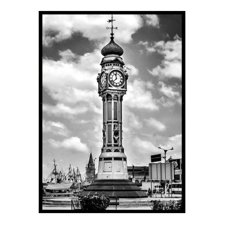 QUADRO RELOGIO LONDRES COM MOLDURA PRETA VIDRO ANTI REFLEXO
