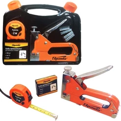Grampeador Tapeceiro Manual com Kit 500 Grampos, Trena 2 Metros e Maleta SPARTA