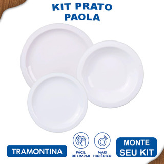Aparelho de Jantar Paola Tramontina Jogo de Pratos Rasos, Fundos e Sobremesa com Opções de Kits em Oferta na Shopee