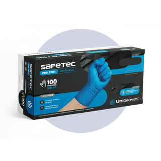 Luva Nitrílica Azul Premium Safetec - Unigloves S/Pó Caixa C/100 em Oferta na Shopee