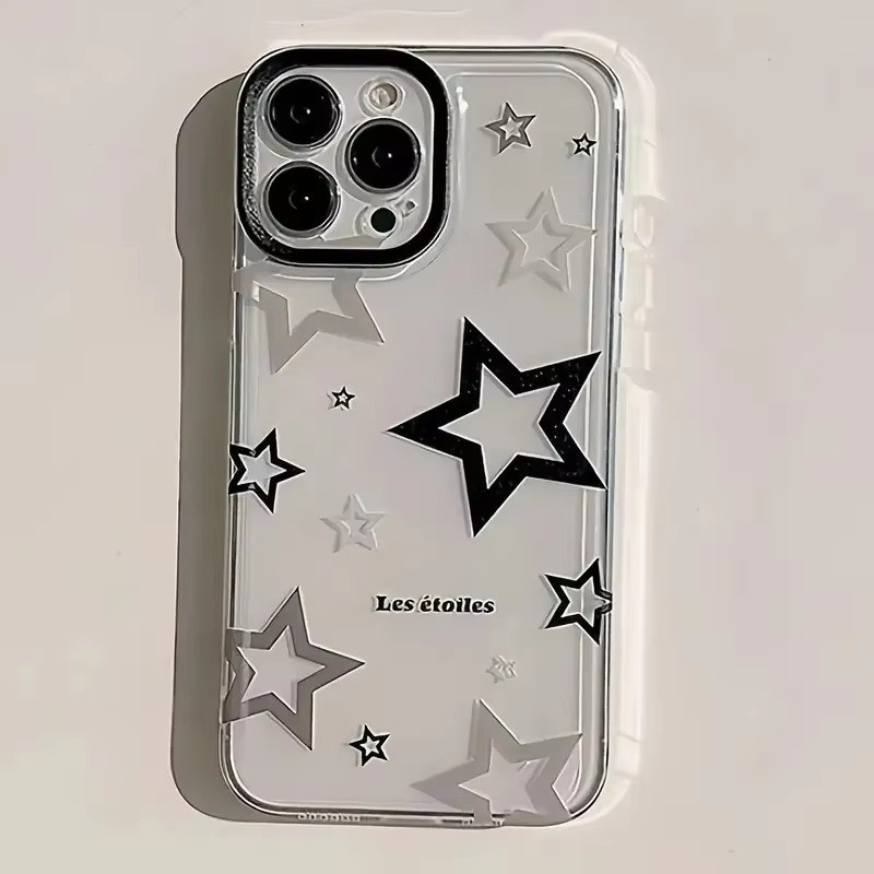 Simples Estrelas Pretas Caso De Telefone Para iPhone 17 16 15 14 13 12 11 Pro Max 16E XR XS 7 8 Plus SE2 Capa Clara em Oferta na Shopee