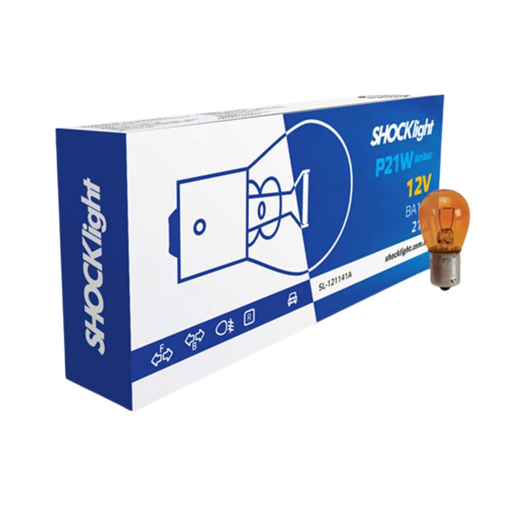 Lâmpada 1141 12V 21W BA15S 01 Polo Ambar (Caixa com 10 Unidades) Shocklight - SL-121141A