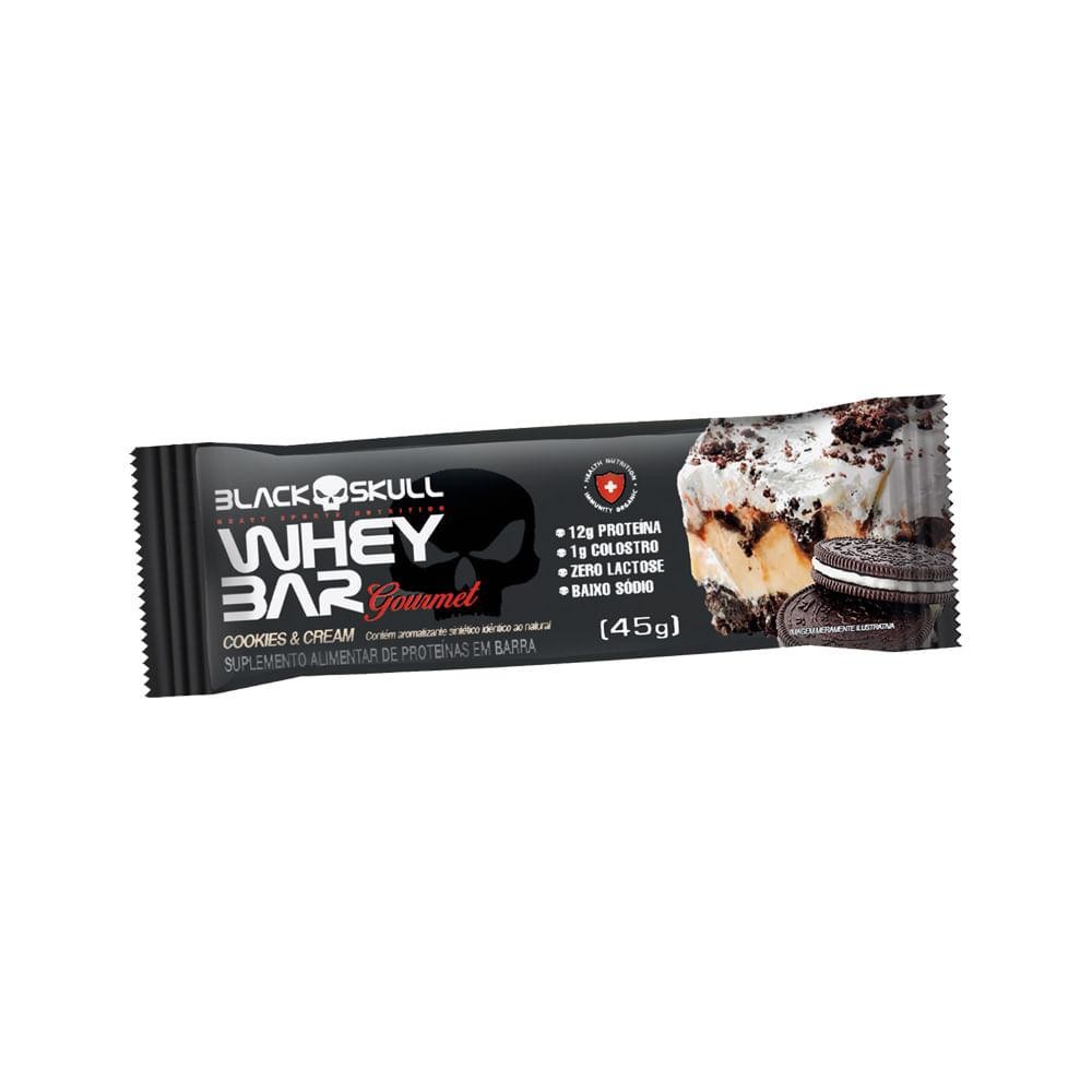 Barra Black Skull Whey Bar Gourmert 45G Cookies E Cream - Health