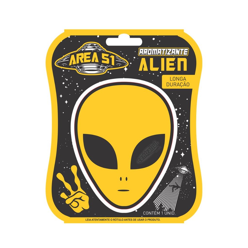 Aromatizante Miniatura Area 51 Alien Amarelo Centralsul
