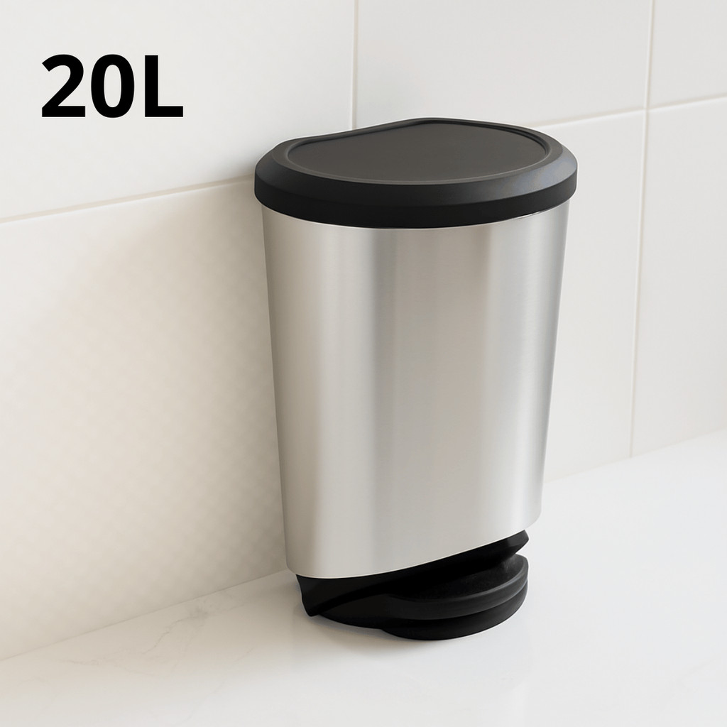 Lixeira com pedal Label Inox 20L - ARQPLAST / Cozinha / Banheiro / Escritório / Alta Qualidade em Oferta na Shopee