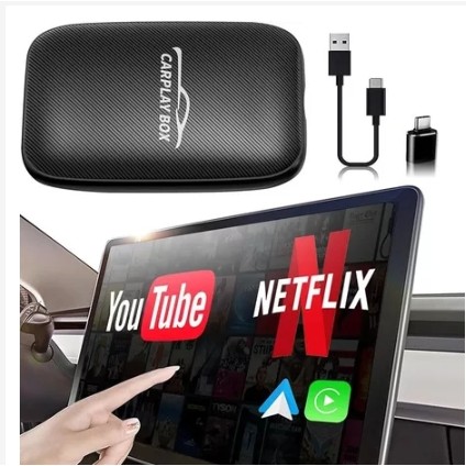 Adaptador sem fio Carplay Android integrado Netflix YouTube com suporte para reprodução de cartão TF