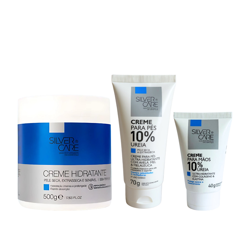 Kit Creme Pele Seca + Creme Mãos Ureia + Creme Pés Ureia