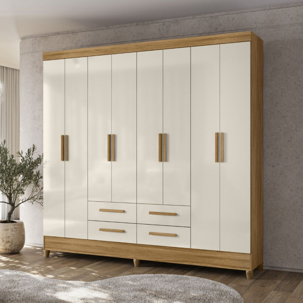 Guarda-Roupa Casal 8 Portas 4 Gavetas Sem Espelho Florida Moval em Oferta na Shopee