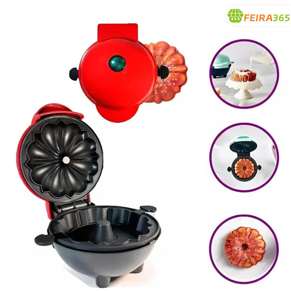 Máquina Portátil Elétrica para Assar Bolo e Waffles 110V