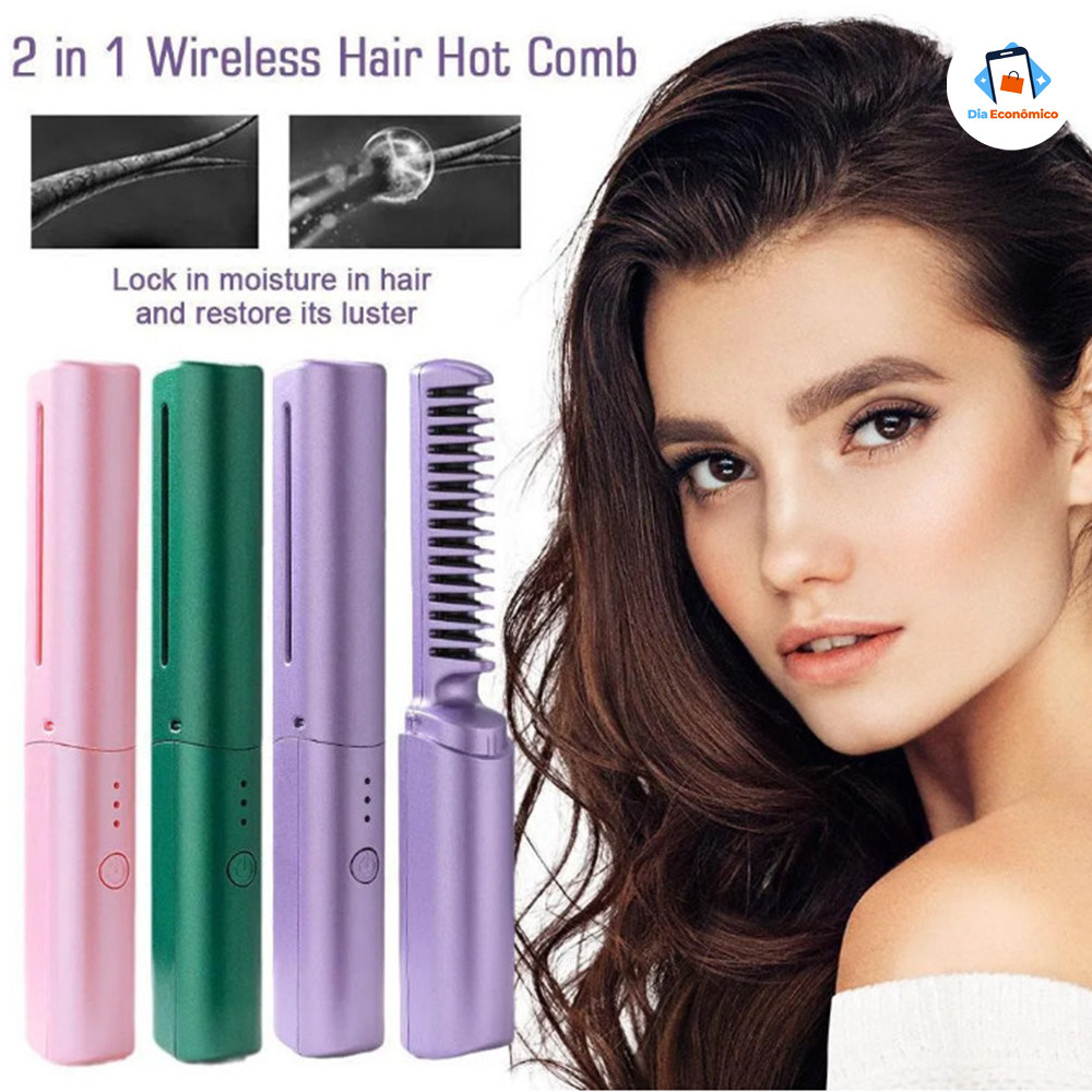 Escova De Alisamento Capilar Alisador De Cabelo Aquecido Recarregável Mini Pente Portátil yushua3br Rápido