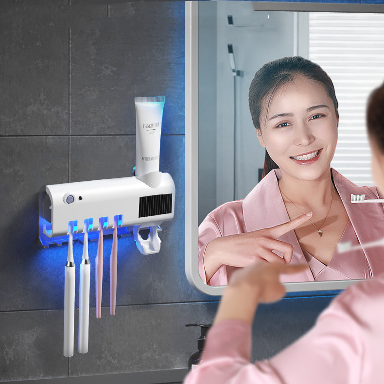 Aplicador Pasta de Dente Suporte Dispenser Escova Com Esterilizador UV Porta Escova