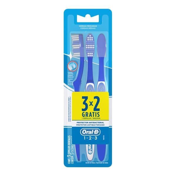 Escova Dental Oral-B 1.2.3  Clean c/3 unidades em Oferta na Shopee