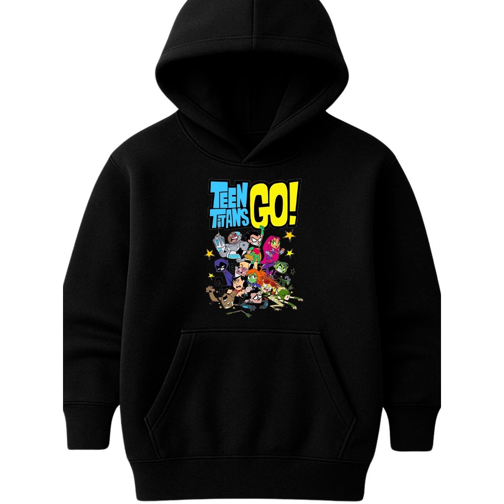 Casaco Moletom Canguru com Touca Jovens Titans em Ação Blusa de Frio Desenho Seriado Teen Titans Go Agasalho Infantil