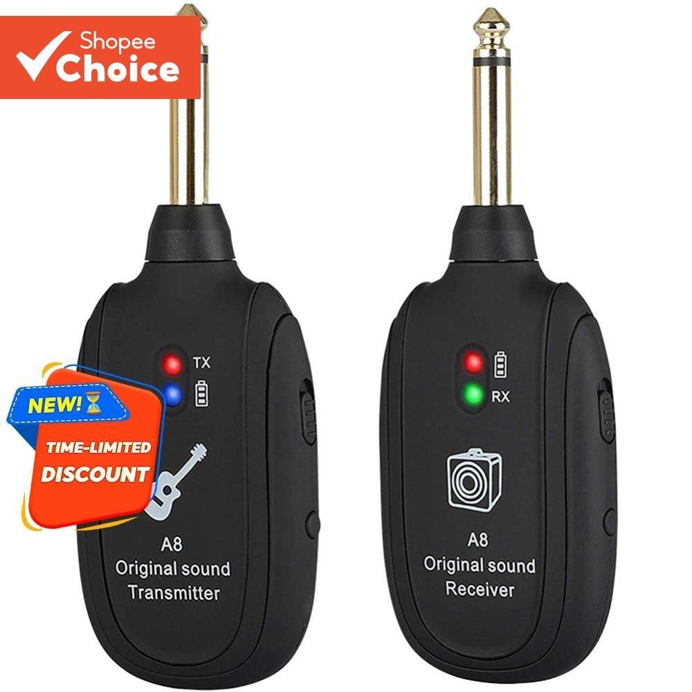 Miwayer A8 UHF Guitar Sistema Sem Fio Transmissor Receptor Embutido Recarregável