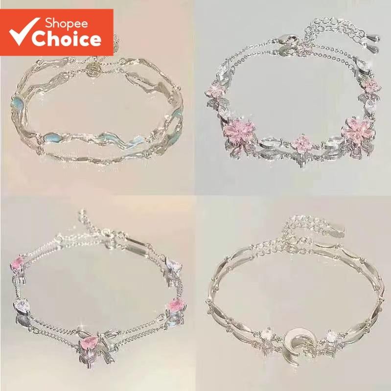 Pulseira De Arco De Flor De Cerejeira Para Mulheres – Joias Inspiradas Em Ondas Da Lua E Do Mar