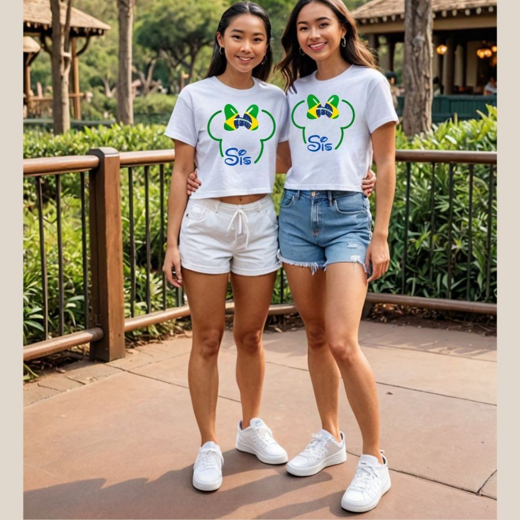 Cropped Viagem  Familia Irma Mae Filha Blusa Cropped  Brasil Viagem Orlando ou Paris