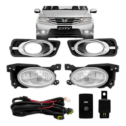Kit Farol Milha Para Honda City 2012 2013 Botão Original